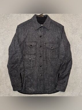 Gustin USA Herringbone Work Shirt Small Made In USA Wool Snap Button